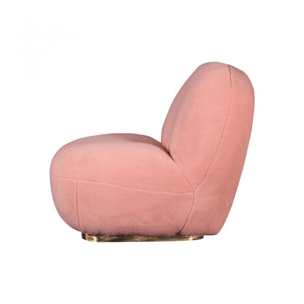 30" Pink And Gold Sherpa Swivel Lounge Chair - Image 2