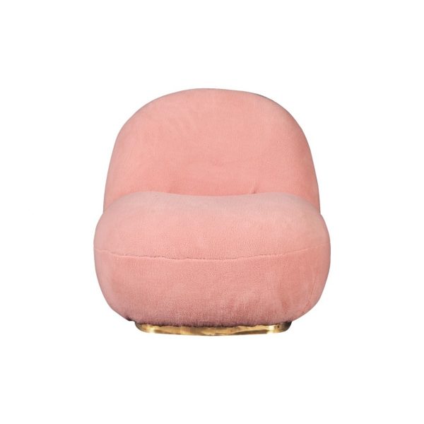30" Pink And Gold Sherpa Swivel Lounge Chair - Image 3