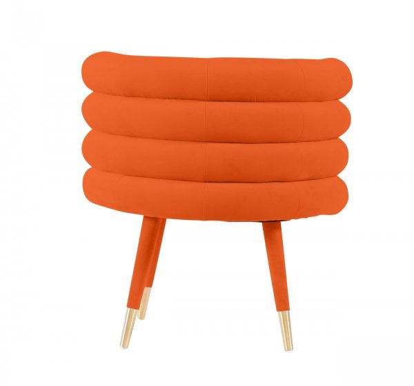 28" Orange Velvet Barrel Chair - Image 3