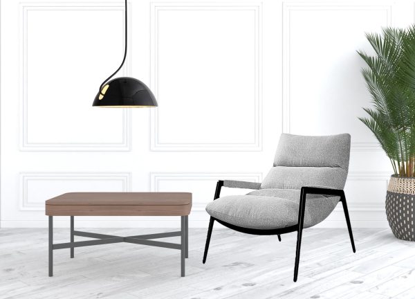 32" Gray And Black Upholstered Tufted Arm Chair - Image 3