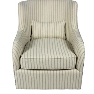 30" Natural Polyester Blend Striped Swivel Lounge Chair