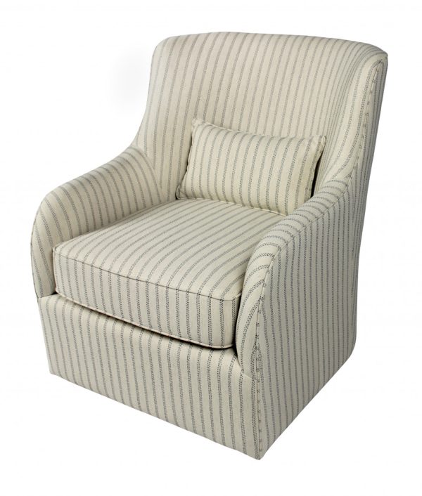 30" Natural Polyester Blend Striped Swivel Lounge Chair - Image 2
