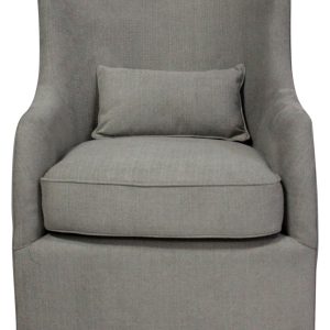 30" Gray Polyester Blend Solid Color Swivel Arm Chair
