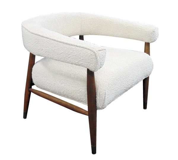 29" Ivory Polyester Blend And Brown Solid Color Arm Chair - Image 2