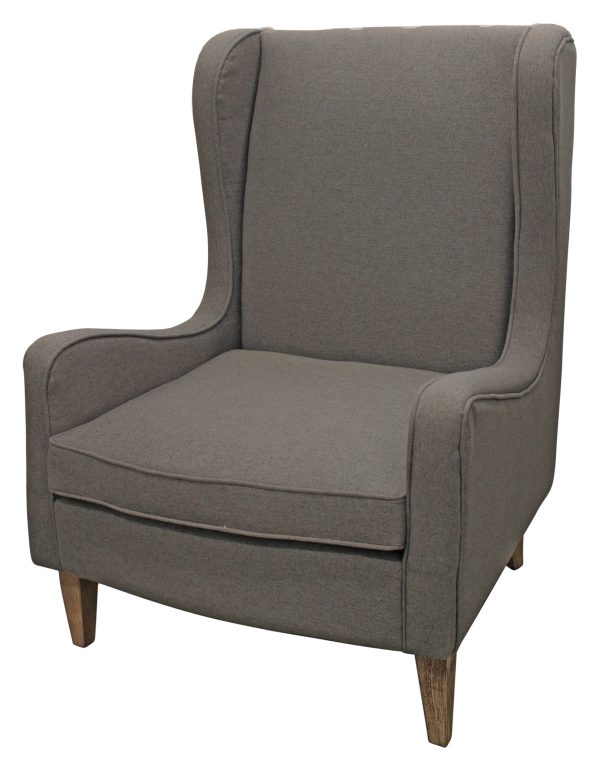 29" Gray Linen And Natural Solid Color Lounge Chair - Image 2