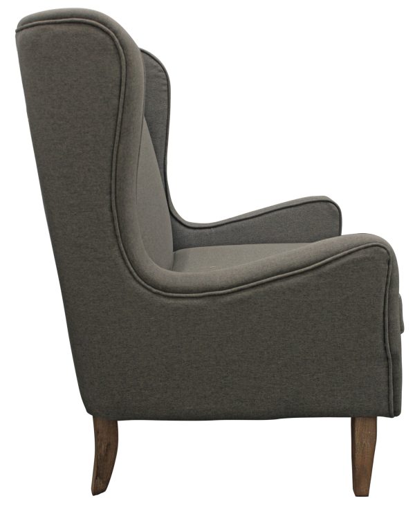 29" Gray Linen And Natural Solid Color Lounge Chair - Image 3