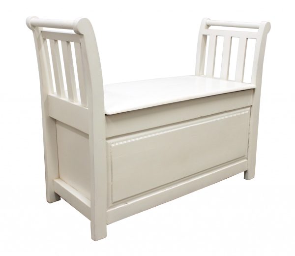 38" White Solid Wood Storage Bench with Flip Top - Image 3