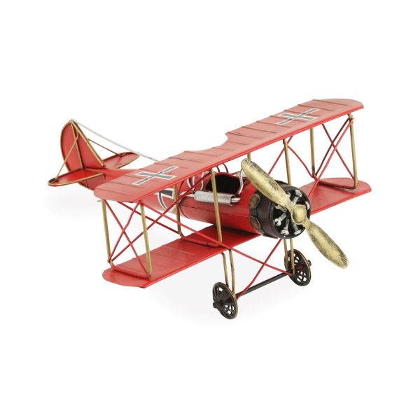 5" Red and Black Metal Hand Painted World War I "Fokker" Red Baron Model Airplane - Image 2