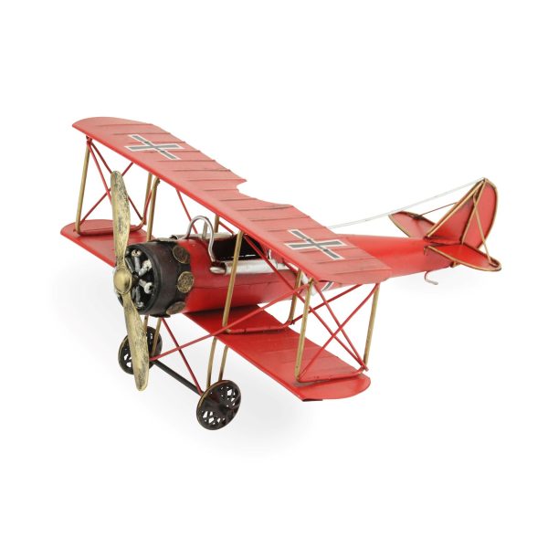 5" Red and Black Metal Hand Painted World War I "Fokker" Red Baron Model Airplane - Image 3