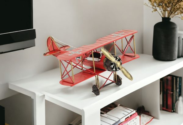 5" Red and Black Metal Hand Painted World War I "Fokker" Red Baron Model Airplane