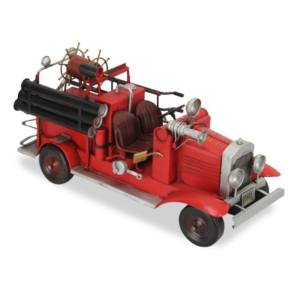 8" Red and Black Metal Hand Painted 1927's Fire Engine Model Car - Image 2