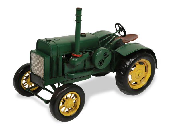 8" Green and Black Metal Hand Painted Model Tractor Tabletop Sculpture - Image 2