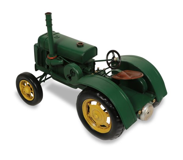 8" Green and Black Metal Hand Painted Model Tractor Tabletop Sculpture - Image 3