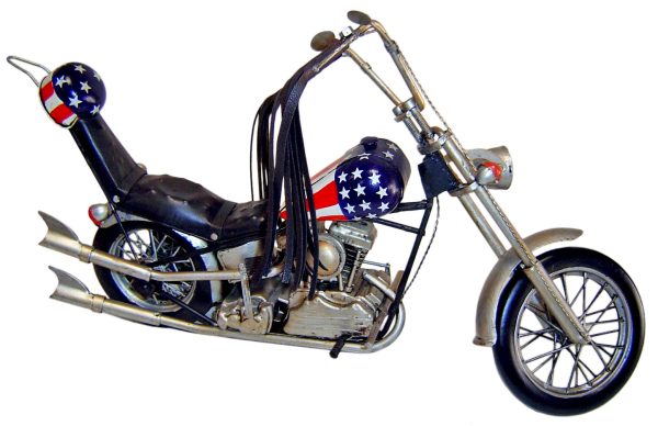 12" Blue and Silver Metal Hand Painted 1969 American Chopper Decorative Model Model Motorcycle - Image 3