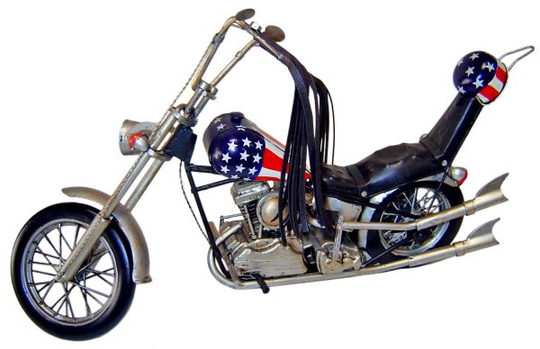 12" Blue and Silver Metal Hand Painted 1969 American Chopper Decorative Model Model Motorcycle - Image 2