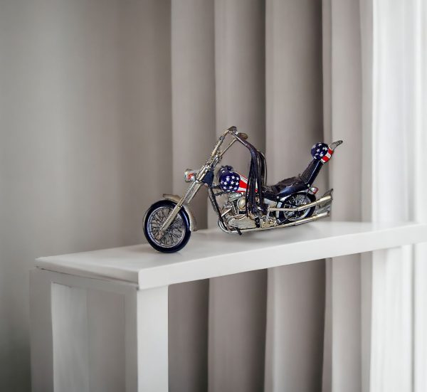 12" Blue and Silver Metal Hand Painted 1969 American Chopper Decorative Model Model Motorcycle