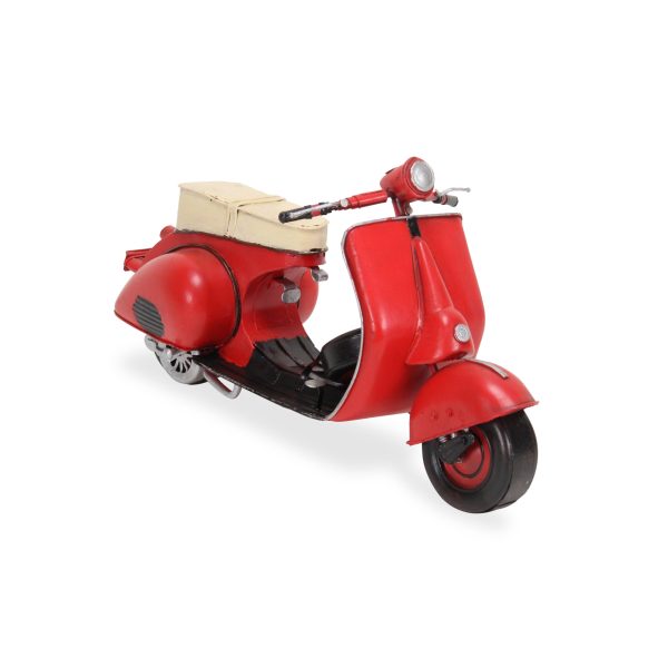 9" Red and Black Metal Hand Painted 1959 Red Scooter Model Motorcycle - Image 2
