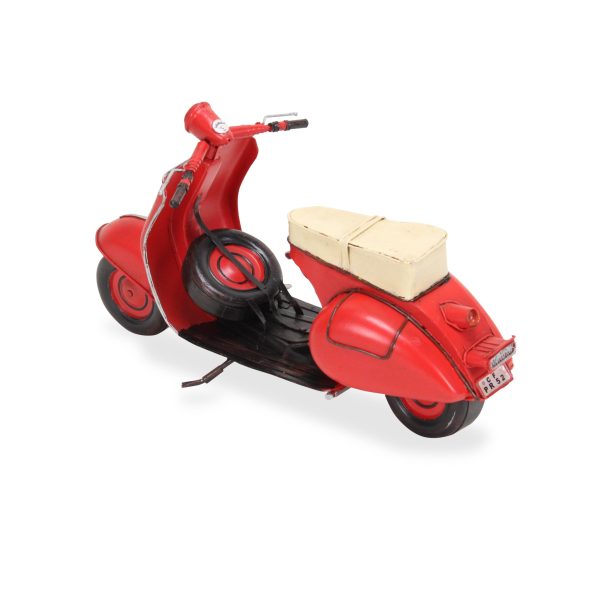 9" Red and Black Metal Hand Painted 1959 Red Scooter Model Motorcycle - Image 3
