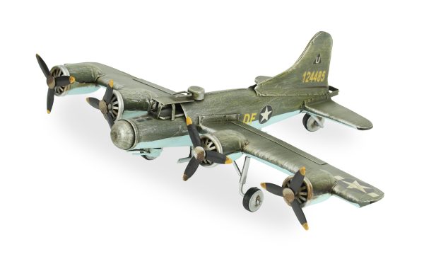 4" Green and Black Metal Hand Painted 1942's "B-17" Fortress Model Airplane - Image 2