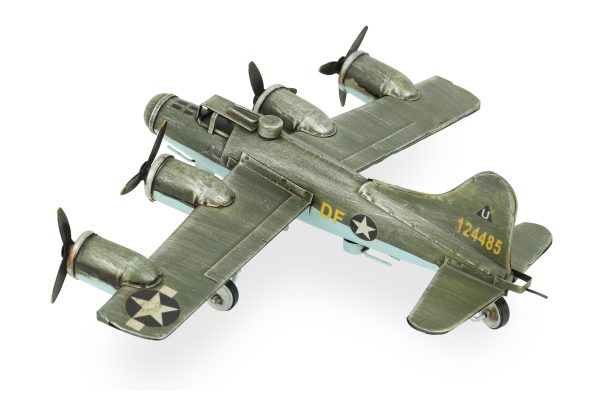 4" Green and Black Metal Hand Painted 1942's "B-17" Fortress Model Airplane - Image 3