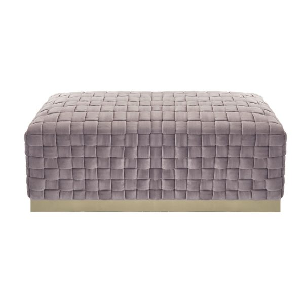 40" Lilac and Gold Velvet Upholstered Bench - Image 2