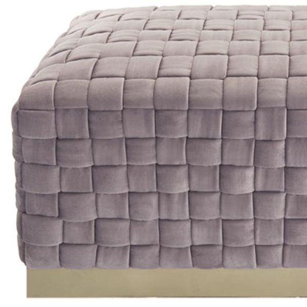40" Lilac and Gold Velvet Upholstered Bench - Image 3