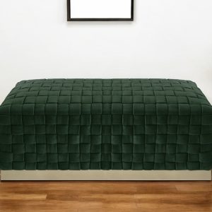 40" Hunter Green and Gold Velvet Upholstered Bench
