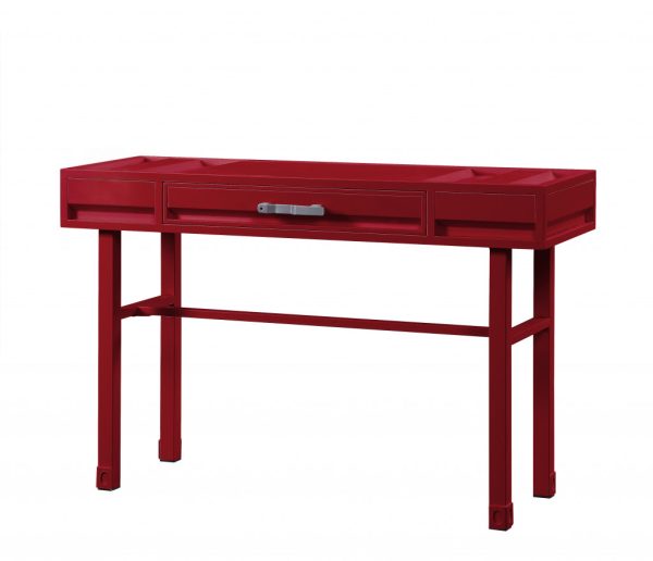 47" Red Iron And Wood Vanity Table - Image 2