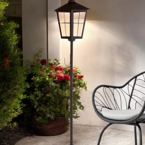 43" Black Glass and Metal Geometric Floor Lantern Candle Holder
