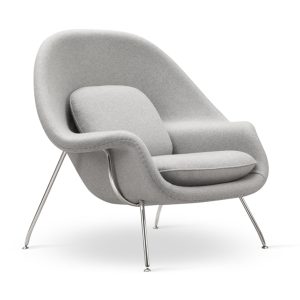 39" Light Gray and Silver Wool Lounge Chair With Ottoman