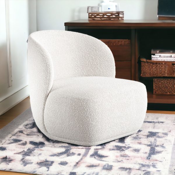 31" White Boucle Wingback Chair - Image 2