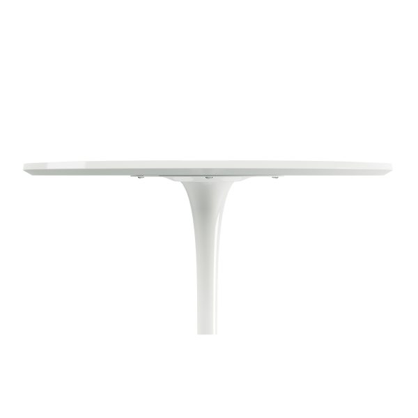 36" White Rounded Manufactured Wood and Metal Bar Table - Image 3