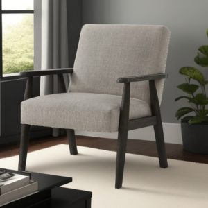 30" Gray And Black Linen Arm Chair