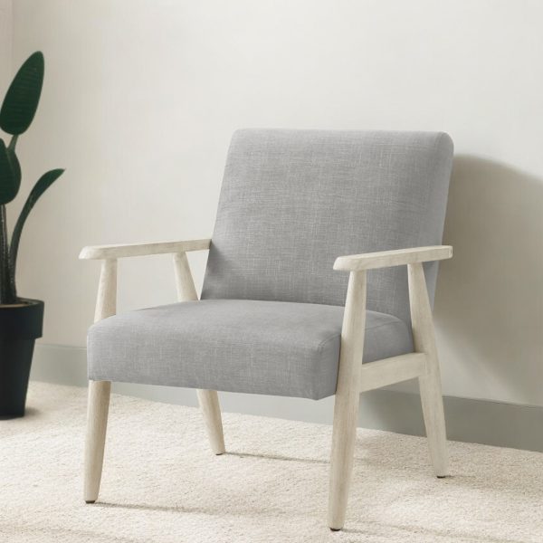 30" Gray And Cream Linen Arm Chair - Image 2