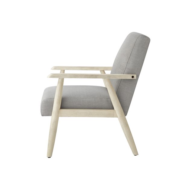 30" Gray And Cream Linen Arm Chair - Image 3