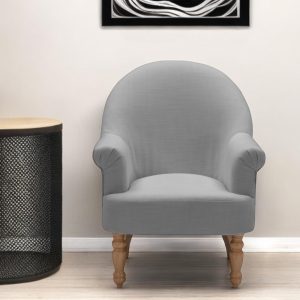 33" Gray And Brown Linen Arm Chair