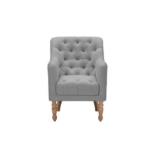 32" Gray And Brown Linen Tufted Arm Chair