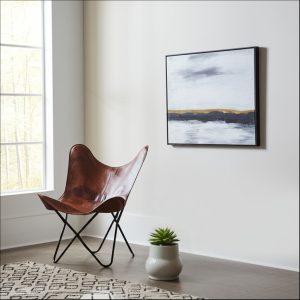30" Brown and Black Genuine Leather Butterfly Chair