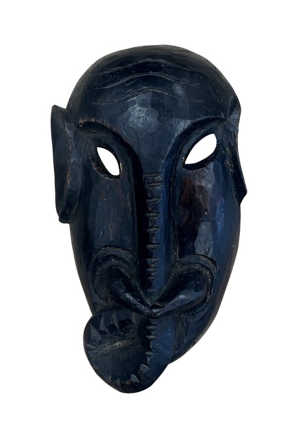 10" Black Solid Wood Decorative Mask Tabletop Sculpture - Image 2
