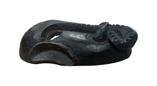 10" Black Solid Wood Decorative Mask Tabletop Sculpture - Image 3