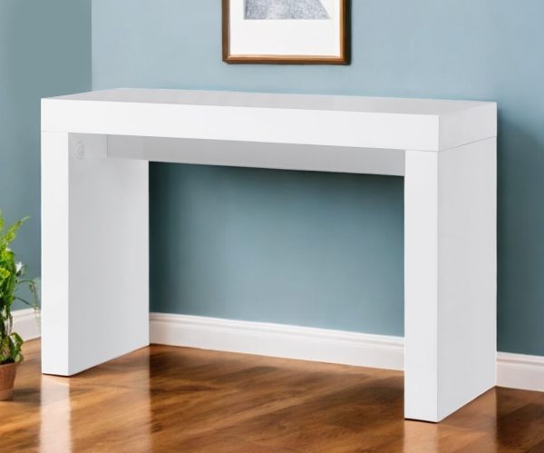 47" White Wood Block Console Table - Image 2