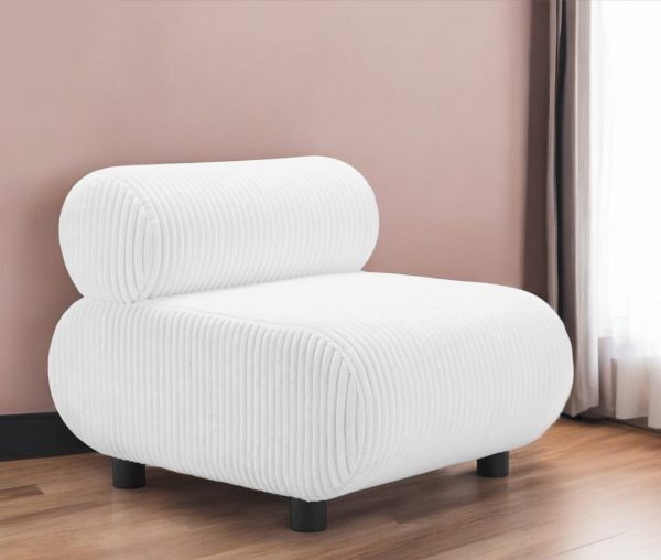 31" White And Black Corduroy And Upholstered Side Chair - Image 2