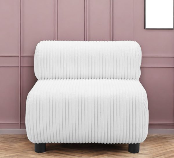 31" White And Black Corduroy And Upholstered Side Chair - Image 3