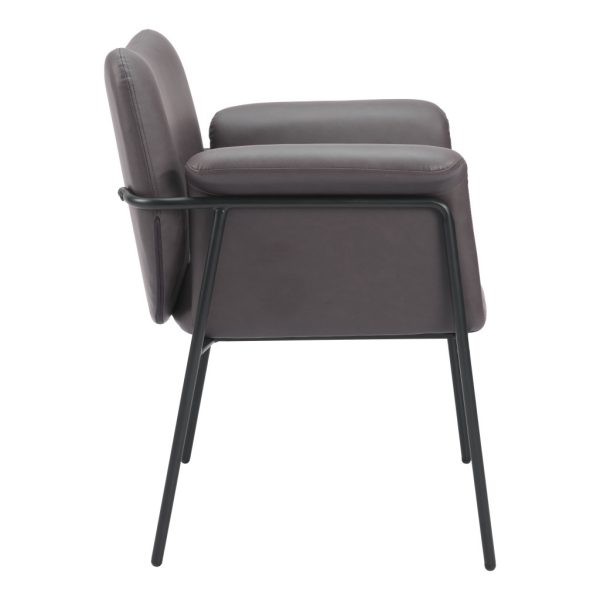 31" Brown And Black Faux Leather And Faux Leather Arm Chair