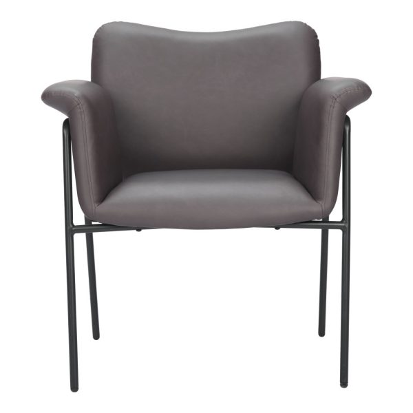 31" Brown And Black Faux Leather And Faux Leather Arm Chair - Image 3
