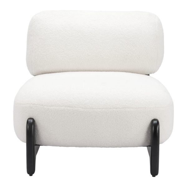 30" White And Black Sherpa And Upholstered Side Chair - Image 3
