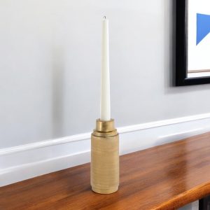 5" Gold Distressed Aluminum Tabletop Taper Candle Holder