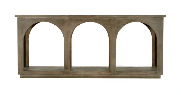 77" Brown Solid Wood Distressed Console Table With Arch Detailing - Image 2