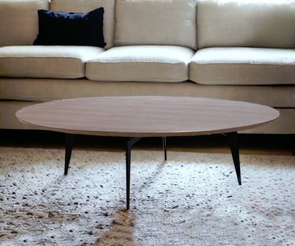 11" Walnut Veneer And Metal Coffee Table Set - Image 3