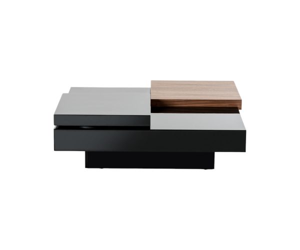 39" Black and Brown Wood Adjustable Square Block Coffee Table With Drawer